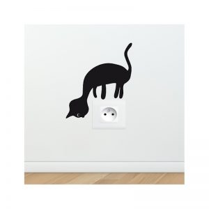 stickers pour prise electrique - chat curieux