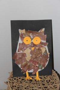 collage hibou papier cadeau