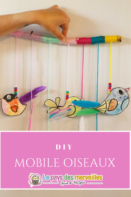 DIY mobile oiseaux avec une branche et de la laine