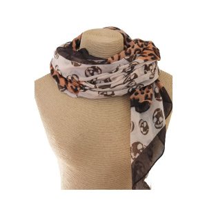 grand foulard léger léopard et tête de mort