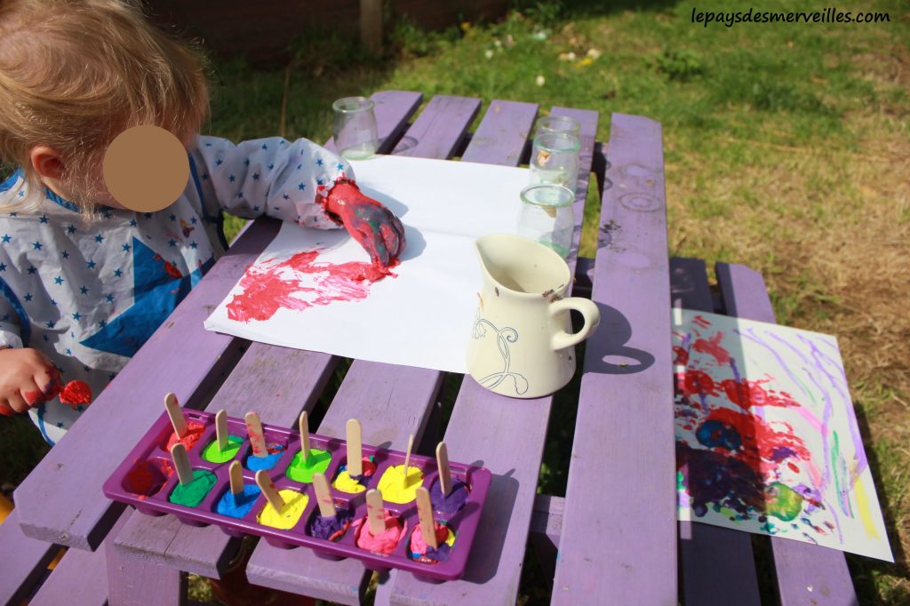 Peinture glaçons gouache - activité manuelle enfant (12)