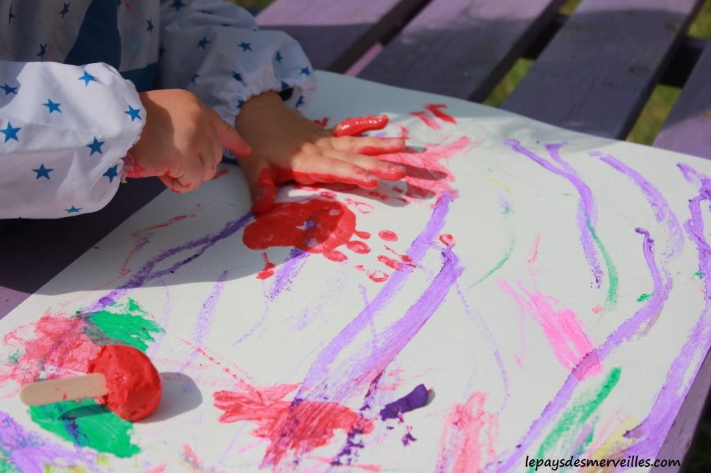 Peinture glaçons gouache - activité manuelle enfant (8)