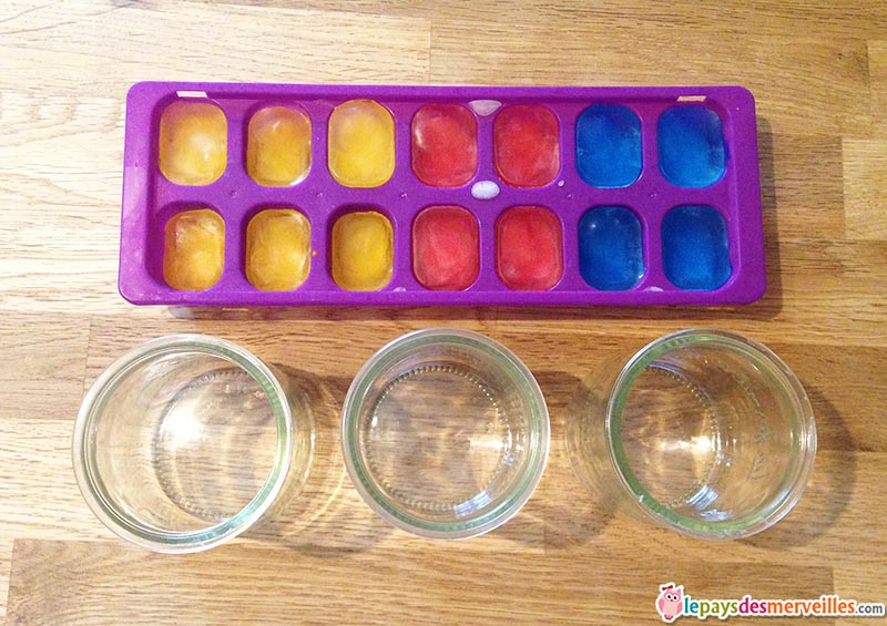 glaçon coloré expérience