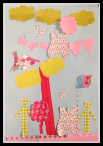tableau papiers découpés