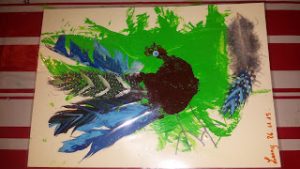 coq empreinte de main plumes
