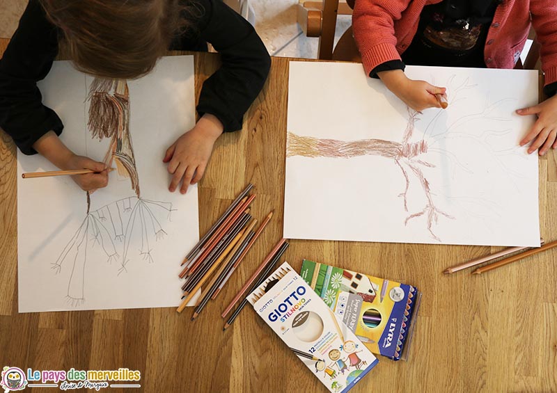 dessin et coloriage arbre maternelle 