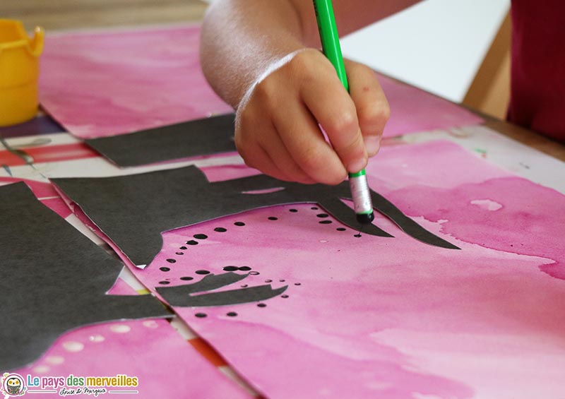 art aborigène points avec une gomme d'un crayon 