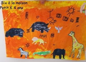 tableau de la savane en coloriage et peinture 