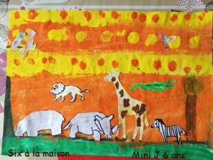 bricolage sur le thème du safari avec de la peinture et du coloriage