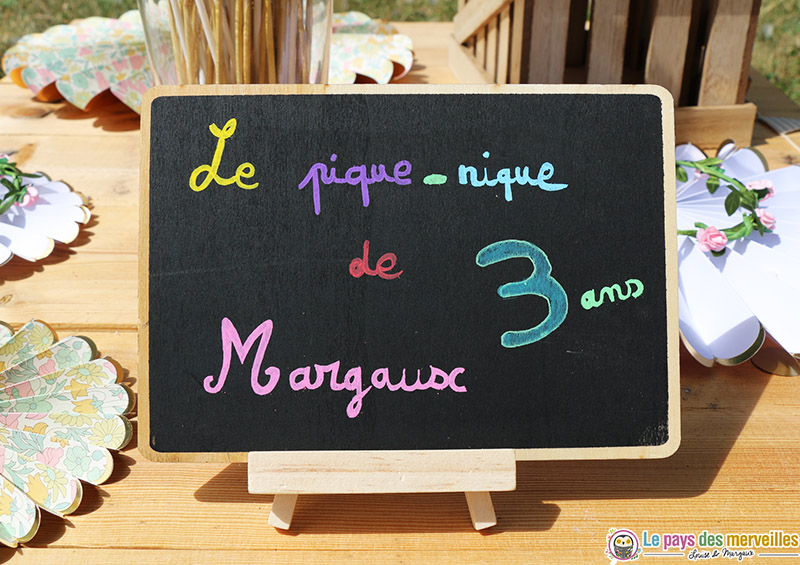 Ardoise "Le pique-nique de Margaux 3 ans"