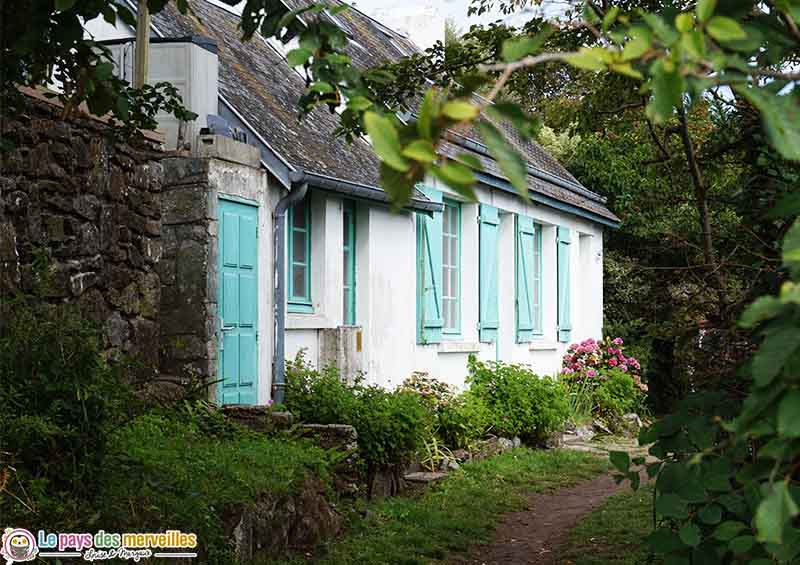 maison aux volets bleus sur l'île Chausey 