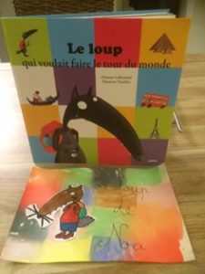 peinture papier crepon autour d'un album du loup 