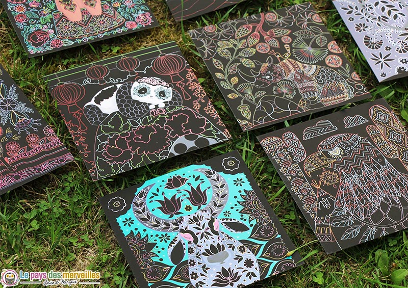 motifs cartes à gratter noires