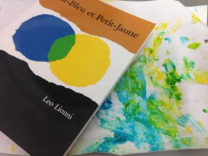 peinture à partir du livre Petit-Bleu et Petit-Jaune