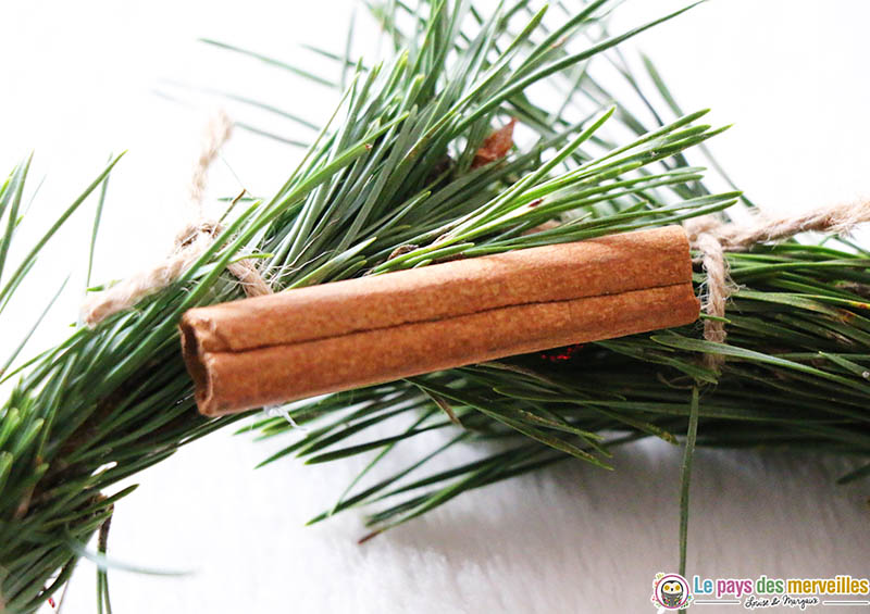 Bâton de cannelle pour décorer une couronne de Noël