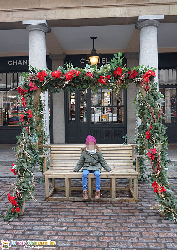 Décoration banc à Covent Garden