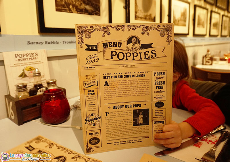 menu du restaurant Poppies à Londres
