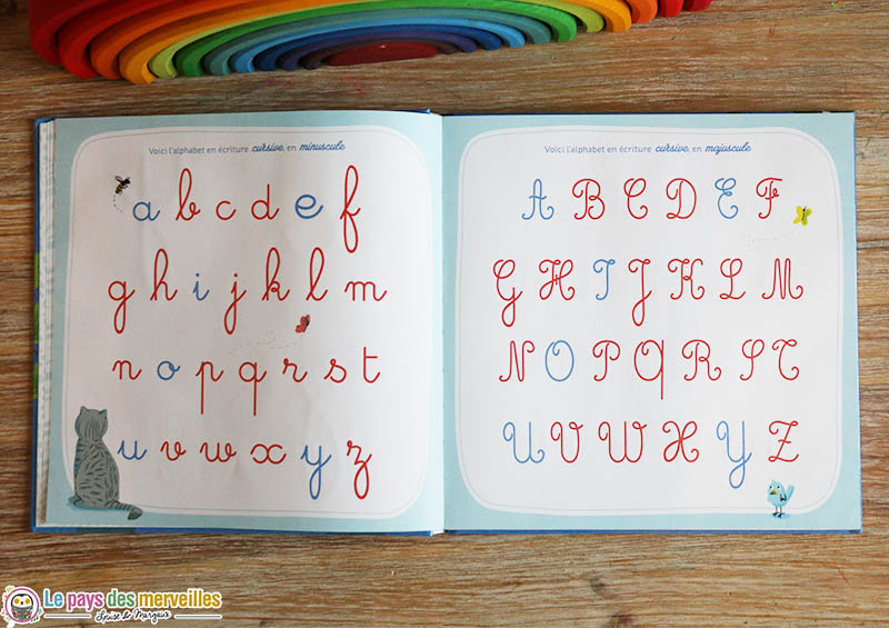 Alphabet en écriture cursive minuscule et majuscule