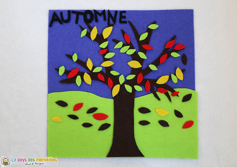 tableau de feutrine pour les enfants sur le thème de l'automne