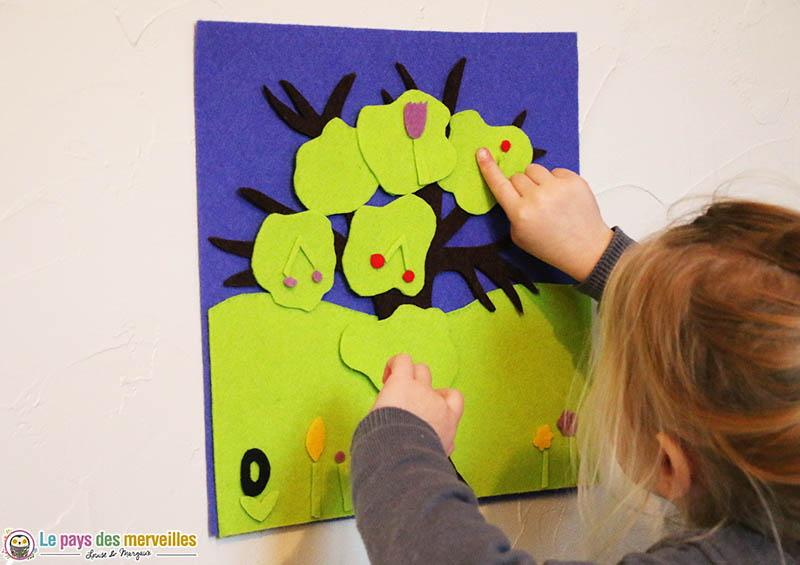 tableau de feutrine avec des élements en feutrine à poser