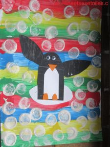 art visuel : Pingouin en peinture et collage (enfant 5 ans)