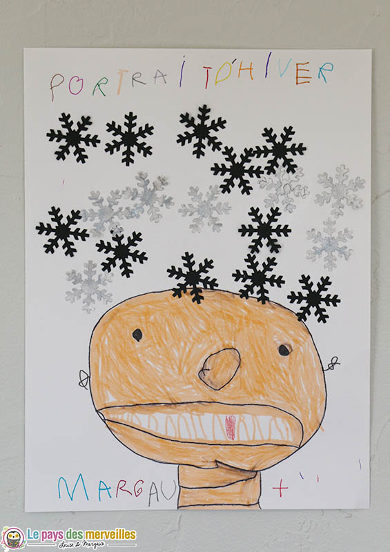 portrait d'hiver par une enfant de maternelle (3 ans)