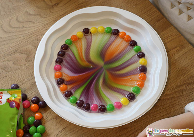 activité enfant avec le colorant des bonbons skittles