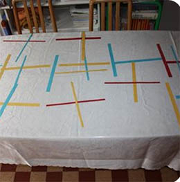 décoration de table éphémère à la manière de Mondrian