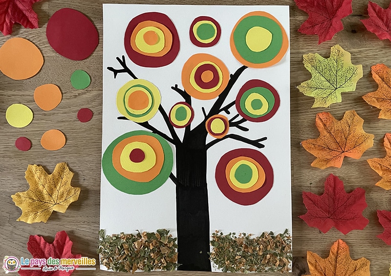 art visuel maternelle arbre d'automne cercles
