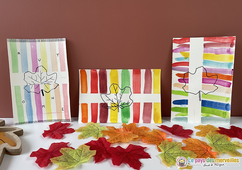 Activité automne maternelle ligne peinture