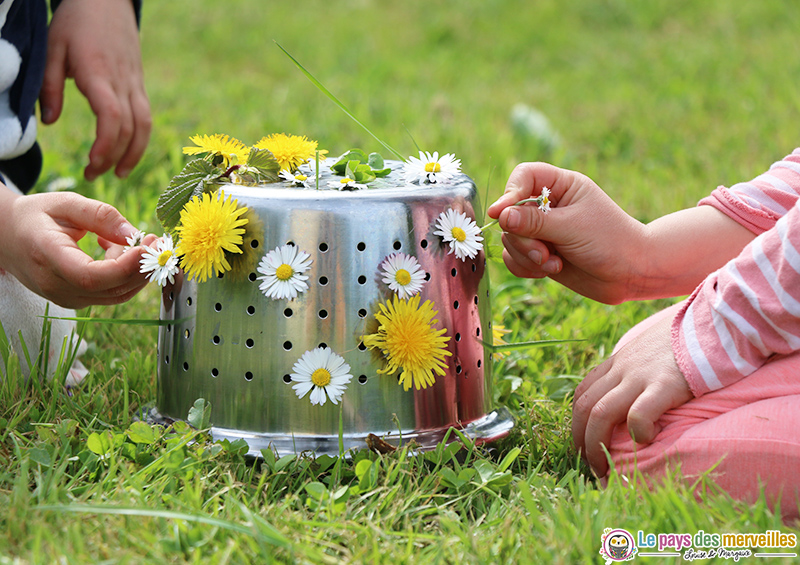 Activité de motricité fine avec des fleurs