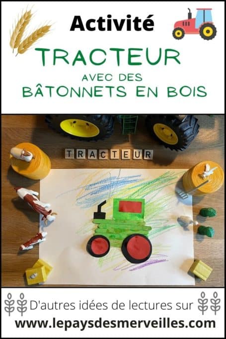 Tracteur avec des bâtonnets de glace en bois