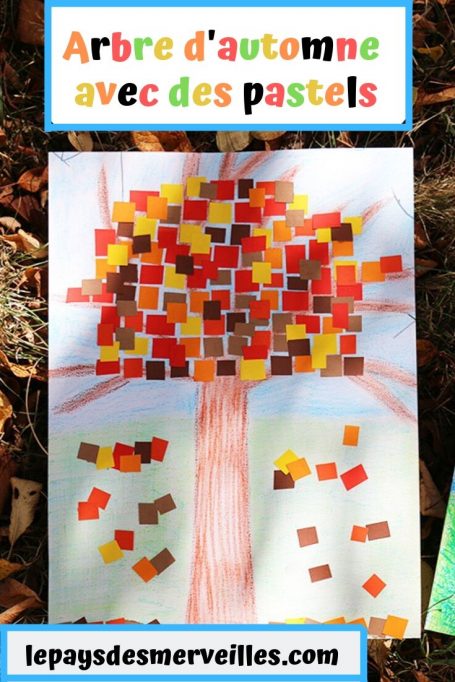 Arbre d'automne avec des pastels et du papier coloré