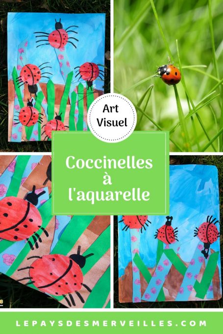 Tableau d'art visuel avec des coccinelles peintes à l'aquarelle 