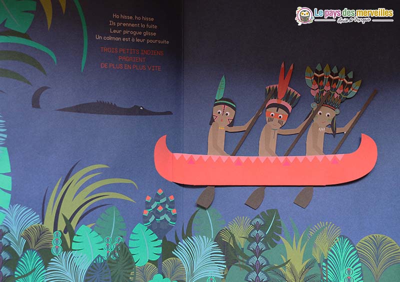 Animations pop-up dans le livre Trois petits Indiens