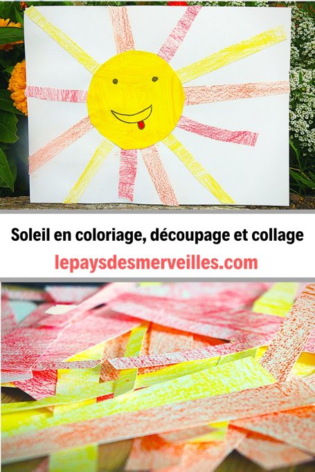 Bricolage de soleil en coloriage, découpage et collage