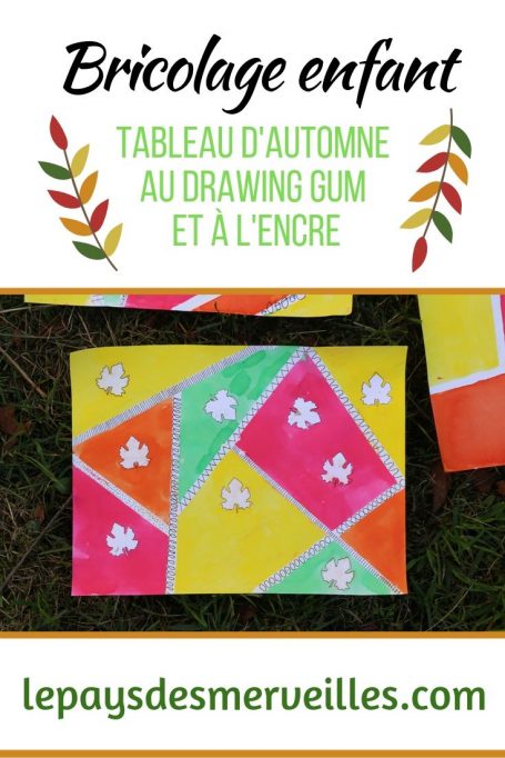 Bricolage enfant : tableau d'automne avec du drawing gum et de l'encre