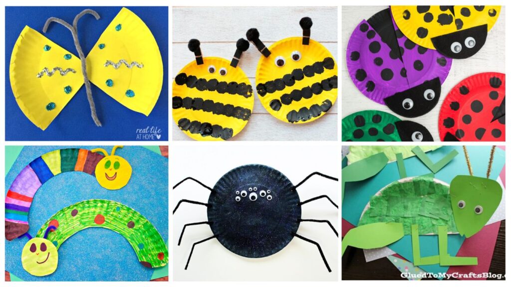 Créer des insectes avec des assiettes en carton : coccinelle, papillon, chenille, araignée