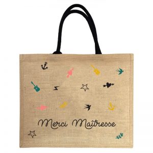 Sac cabas toile de jute Merci maîtresse