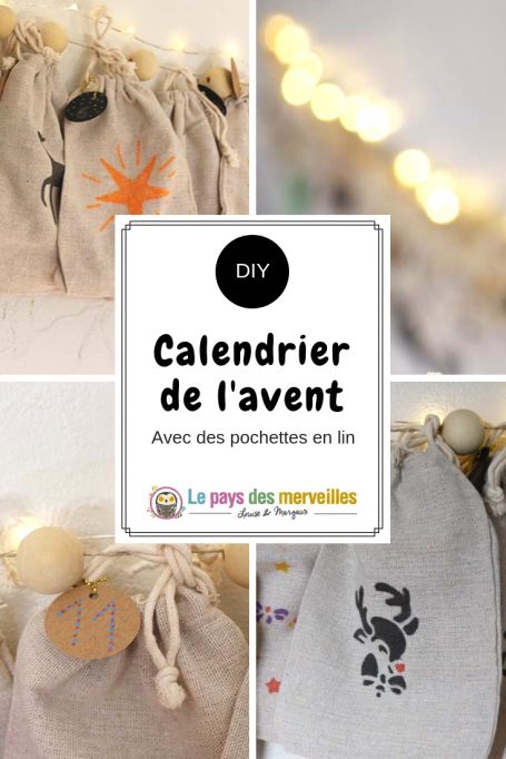 Calendrier de l'avent avec des pochettes en lin