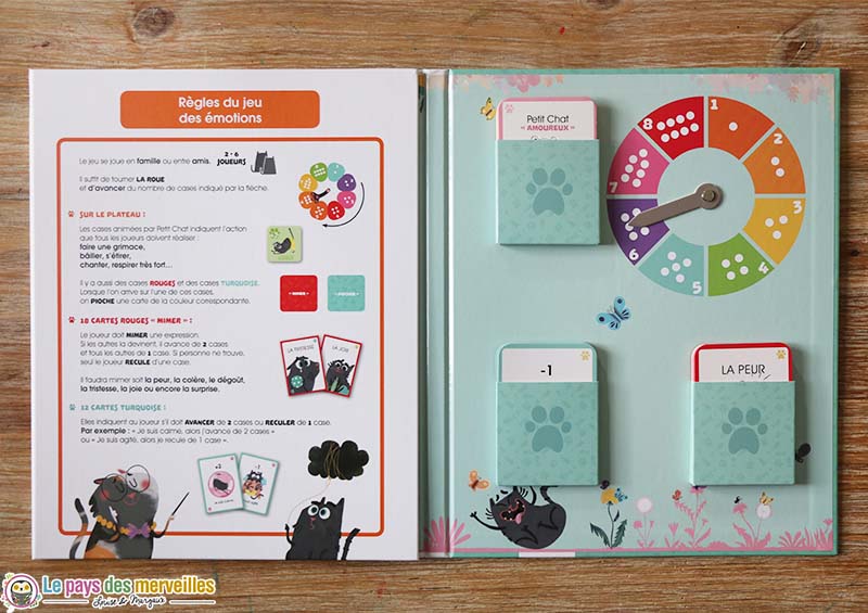 Intérieur du coffret Le jeu des émotions de Petit Chat