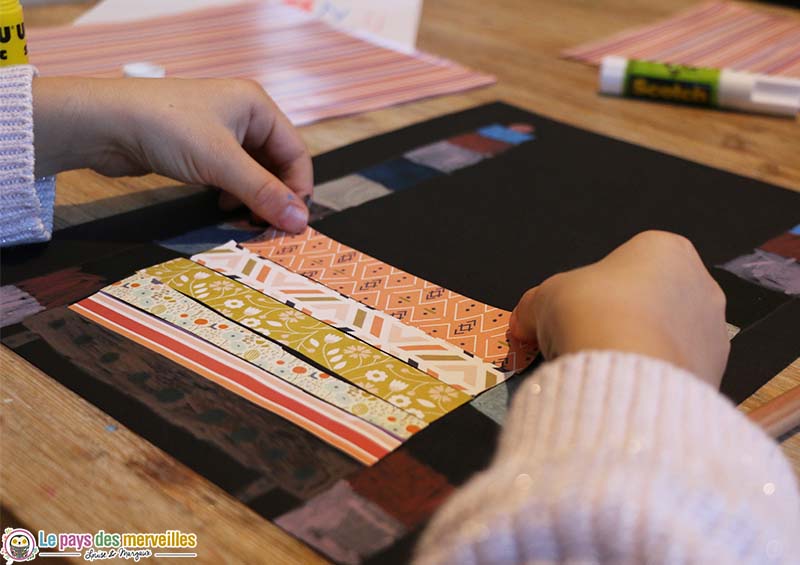 Collage bandes de papier à motifs