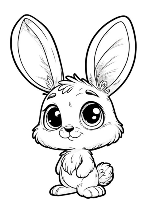 Coloriage lapin aux grandes oreilles