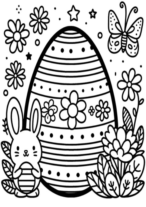 Coloriage Pâques avec traits épais pour les petits