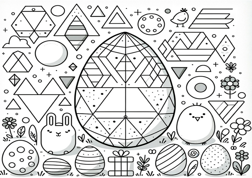 Coloriage Pâques œufs aux formes géométriques graphiques