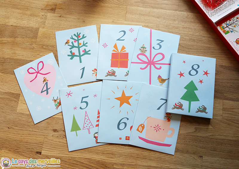 enveloppes avec motifs de Noël pour calendrier de l'avent