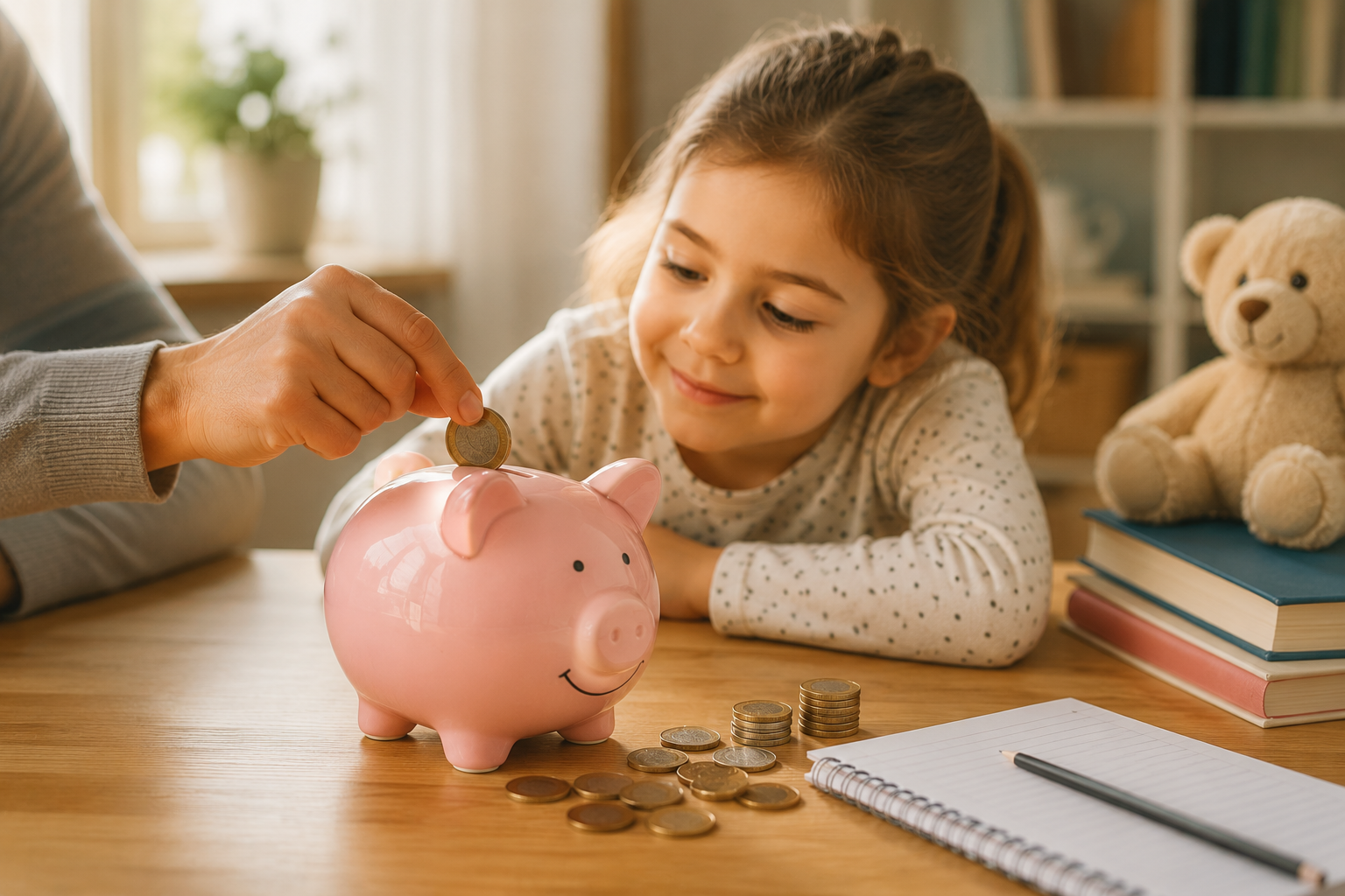 Parent mettant de l'argent de côté pour épargner pour ses enfants