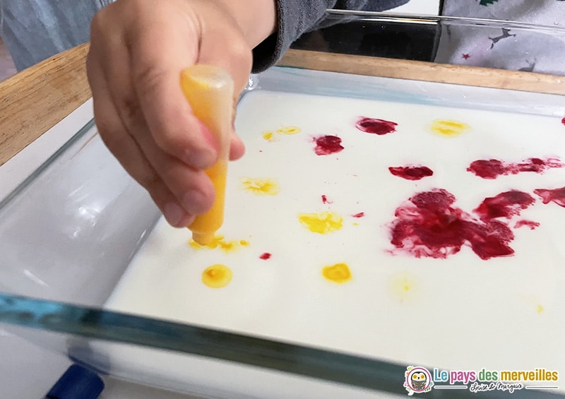 Expérience facile pour les enfants avec du colorant alimentaire