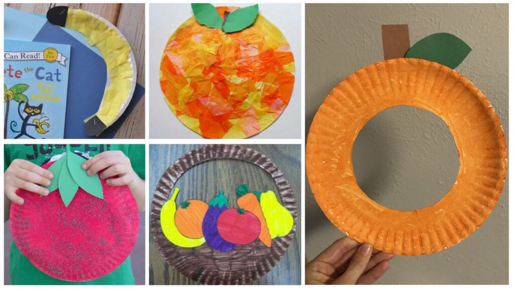 bricolage fruit avec assiette en carton