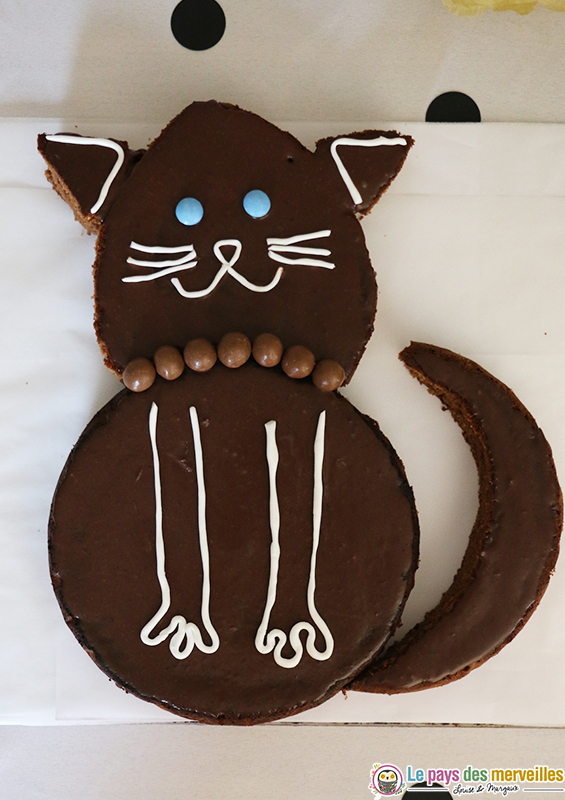 Gâteau d'anniversaire au chocolat en forme de chat 